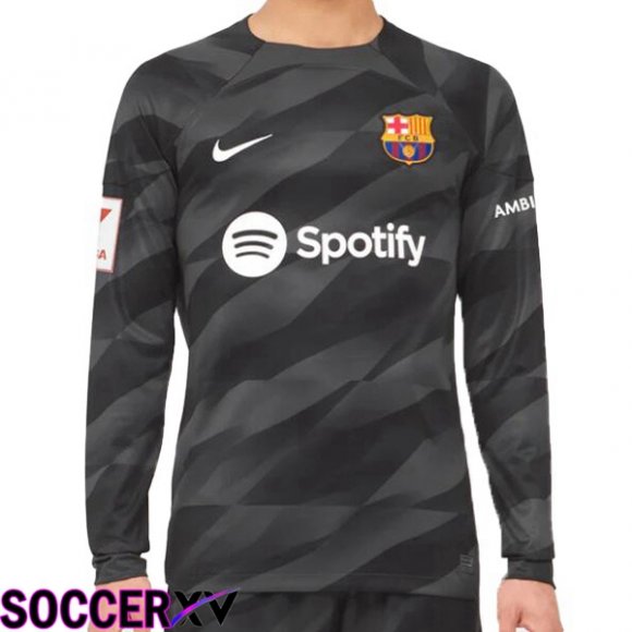 FC Barcelona Goalkeeper Soccer Jersey Long Sleeve Black 2023/2024