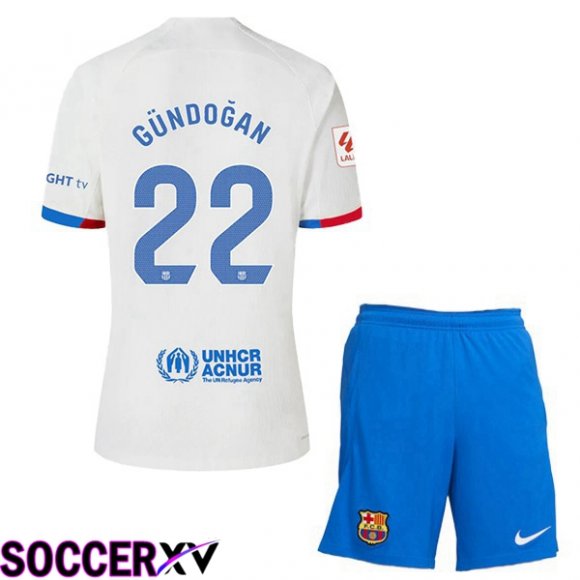 FC Barcelona (GÜNDOĞAN 22) Kids Soccer Jersey Away White 2023/2024