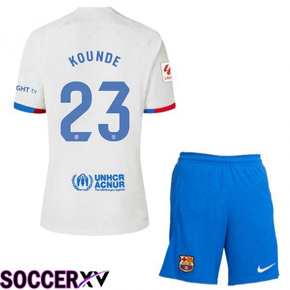 FC Barcelona (KOUNDE 23) Kids Soccer Jersey Away White 2023/2024