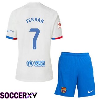 FC Barcelona (FERRAN 7) Kids Soccer Jersey Away White 2023/2024