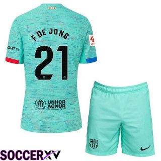 FC Barcelona (F. De JONG 21) Kids Soccer Jersey Third Green 2023/2024