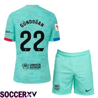 FC Barcelona (GÜNDOĞAN 22) Kids Soccer Jersey Third Green 2023/2024