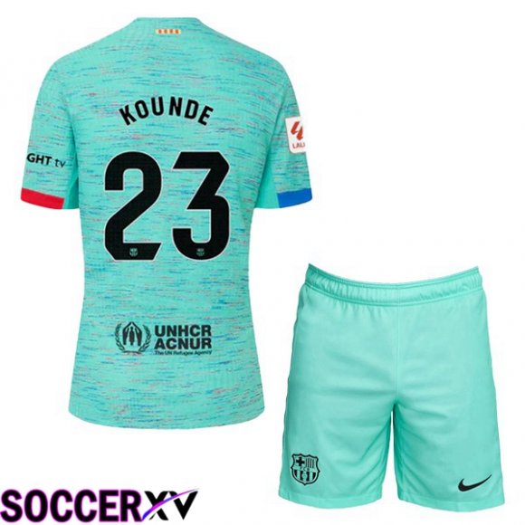 FC Barcelona (KOUNDE 23) Kids Soccer Jersey Third Green 2023/2024