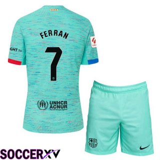 FC Barcelona (FERRAN 7) Kids Soccer Jersey Third Green 2023/2024