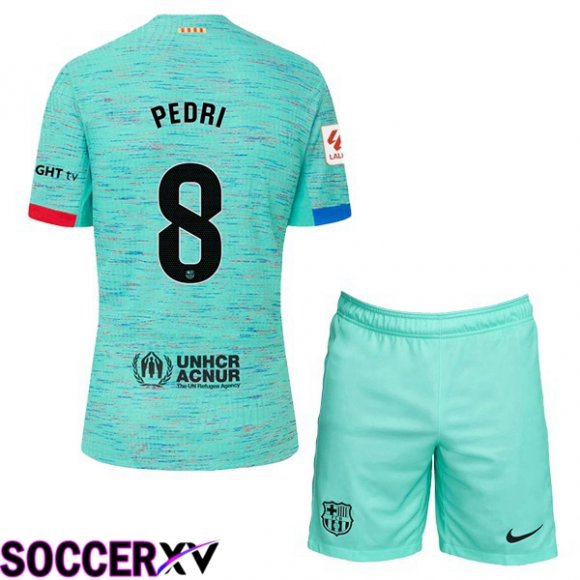 FC Barcelona (PEDRI 8) Kids Soccer Jersey Third Green 2023/2024