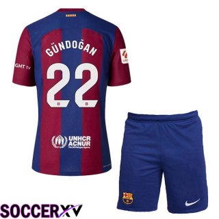 FC Barcelona (GÜNDOĞAN 22) Kids Soccer Jersey Home Blue Red 2023/2024