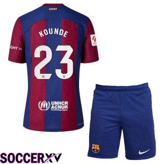 FC Barcelona (KOUNDE 23) Kids Soccer Jersey Home Blue Red 2023/2024