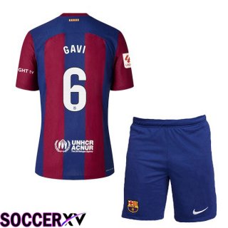 FC Barcelona (GAVI 6) Kids Soccer Jersey Home Blue Red 2023/2024