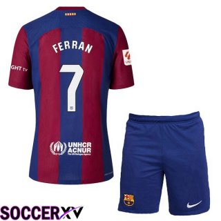 FC Barcelona (FERRAN 7) Kids Soccer Jersey Home Blue Red 2023/2024