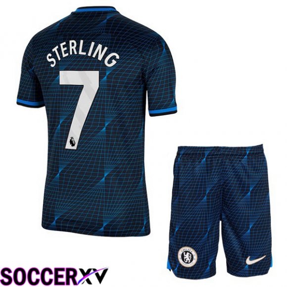 FC Chelsea (Sterling 7) Kids Soccer Jersey Away Blue 2023/2024