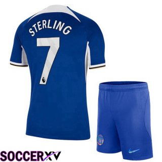 FC Chelsea (Sterling 7) Kids Soccer Jersey Home Blue 2023/2024