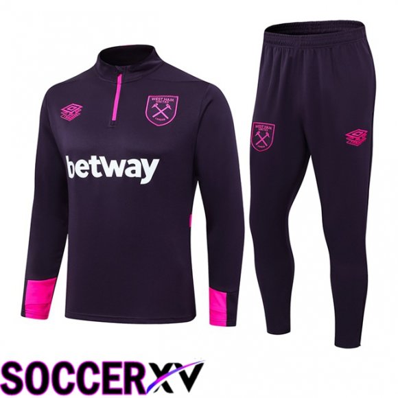 West Ham United Kids kit Training Tracksuit Purple 2024/2025