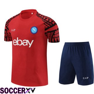 SSC Napoli Training T Shirt + Shorts Red 2023/2024