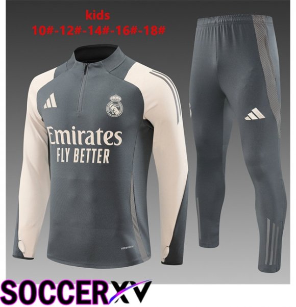 Real Madrid Kids kit Training Tracksuit Grey 2024/2025