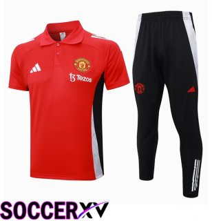 Manchester United Soccer Polo + Training Pants Red 2024/2025