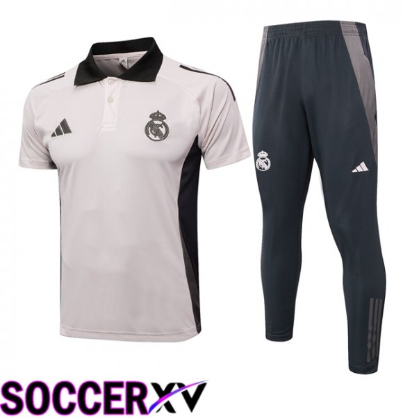 Real Madrid Soccer Polo + Training Pants Grey 2024/2025