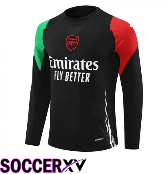 Arsenal Black Training Sweatshirt Green Red 2024/2025