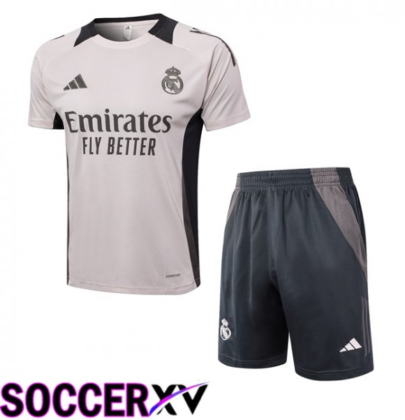 Real Madrid kit Training T Shirt + Shorts Grey 2024/2025