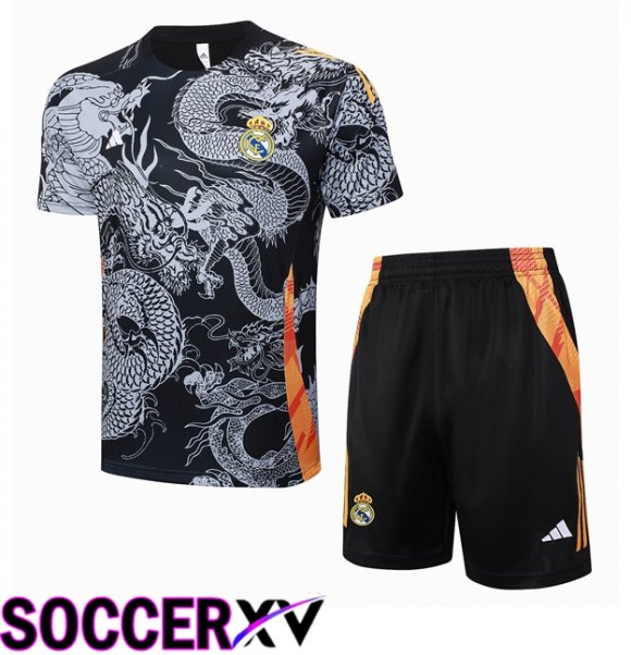 Real Madrid kit Training T Shirt + Shorts Black 2024/2025