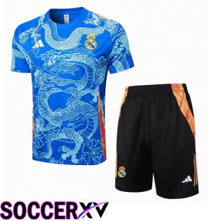 Real Madrid kit Training T Shirt + Shorts Blue 2024/2025