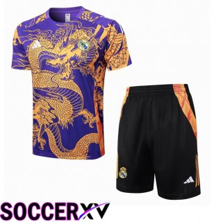 Real Madrid kit Training T Shirt + Shorts Purple Yellow 2024/2025