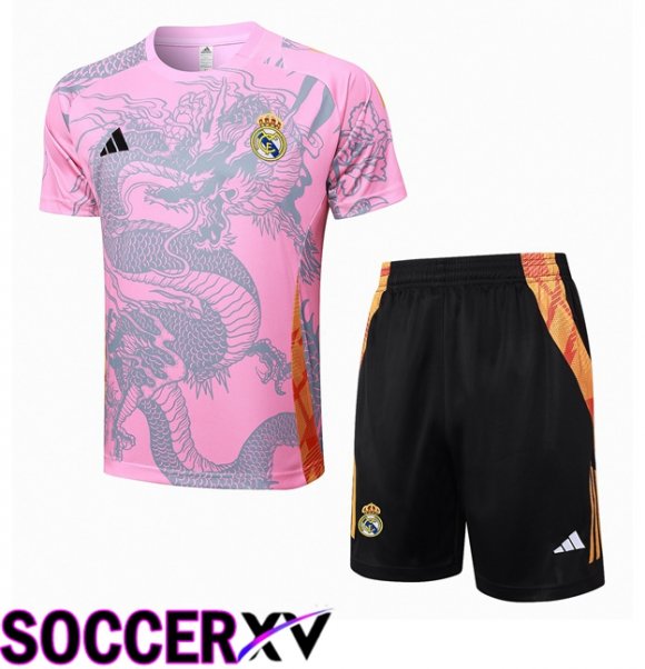 Real Madrid kit Training T Shirt + Shorts Pink 2024/2025