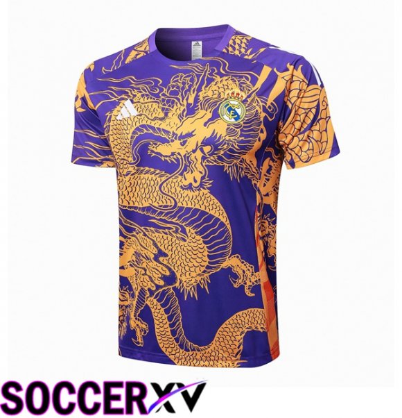 Real Madrid Training T Shirt Purple Yellow 2024/2025