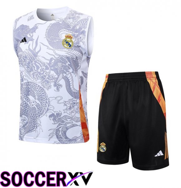 Real Madrid Gilet Soccer + Shorts White 2024/2025