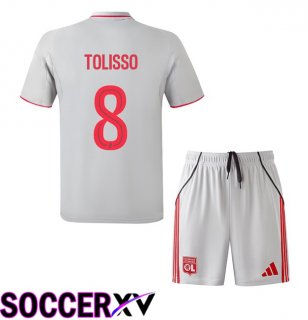 lyon OL (TOLISSO 8) Kids Third Soccer Jersey Grey 2025/2026