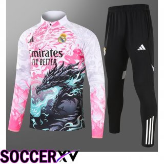 Real Madrid Kids kit Training Tracksuit Pink White 2025/2026  Real Madrid Kids kit Training Tracksuit Pink White 2025/2026