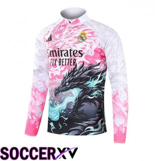 Real Madrid Training Sweatshirt Pink White 2025/2026  Real Madrid Training Sweatshirt Pink White 2025/2026