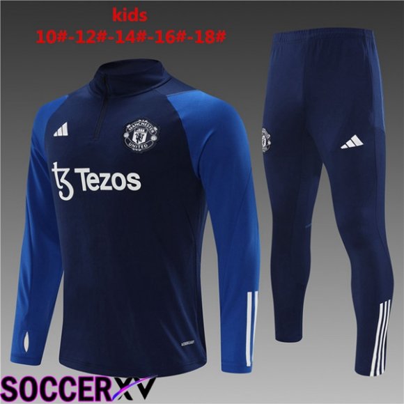 Manchester United Kids Training Tracksuit Suit Royal Blue 2023/2024