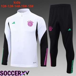 Bayern Munich Kids Training Tracksuit Suit White 2023/2024