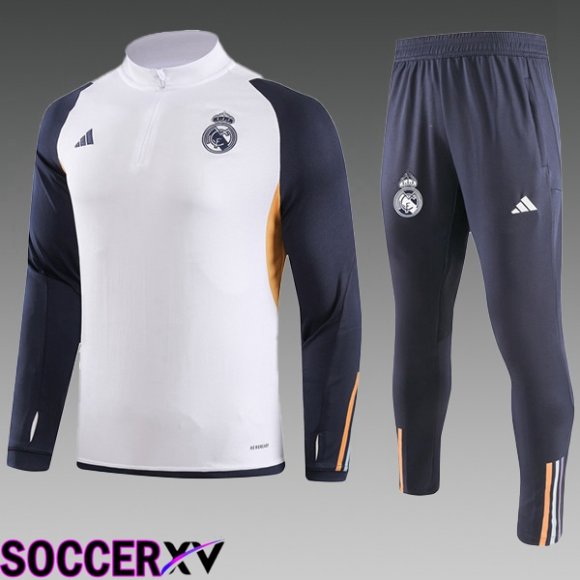 Real Madrid Kids Training Tracksuit Suit White 2023/2024