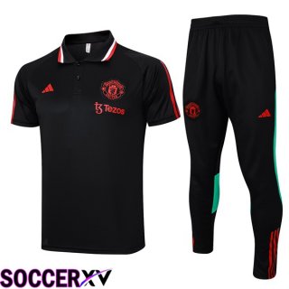 Manchester United Soccer Polo + Pants Black 2023/2024