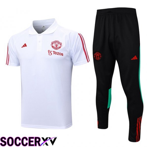 Manchester United Soccer Polo + Pants White 2023/2024