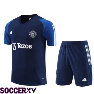 Manchester United Training T Shirt + Shorts Royal Blue 2023/2024