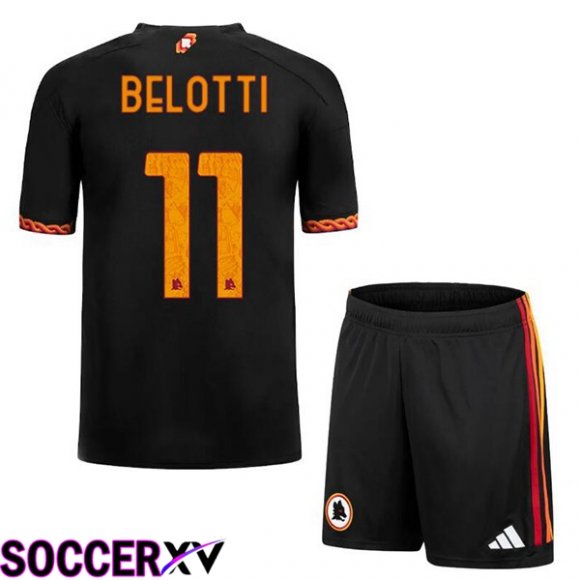 AS Roma (BELOTTI 11) Kids Soccer Jersey Third Black 2023/2024