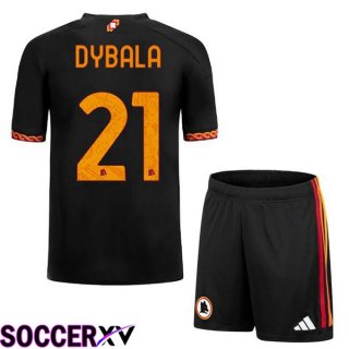 AS Roma (DYBALA 21) Kids Soccer Jersey Third Black 2023/2024