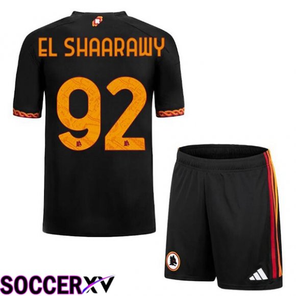 AS Roma (EL SHAARAWY 92) Kids Soccer Jersey Third Black 2023/2024