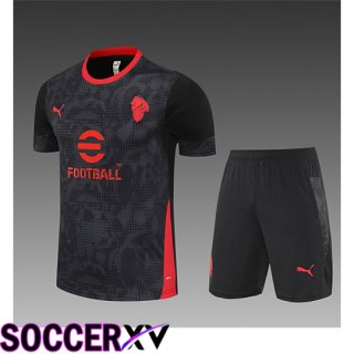 AC Milan Kids kit Training T Shirt Black/Grey/Red 2025/2026  AC Milan Kids kit Training T Shirt Black/Grey/Red 2025/2026