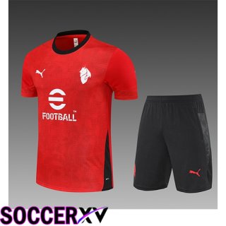 AC Milan Kids kit Training T Shirt Red/Black 2025/2026  AC Milan Kids kit Training T Shirt Red/Black 2025/2026