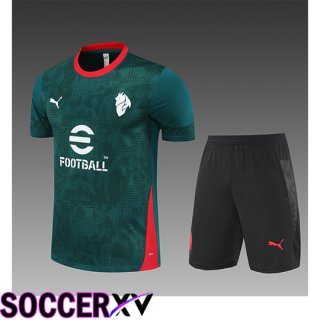 AC Milan Kids kit Training T Shirt Green/Red 2025/2026  AC Milan Kids kit Training T Shirt Green/Red 2025/2026