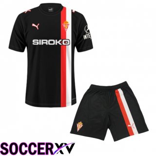 Sporting Gijon Kids Away Soccer Jersey Black 2025/2026