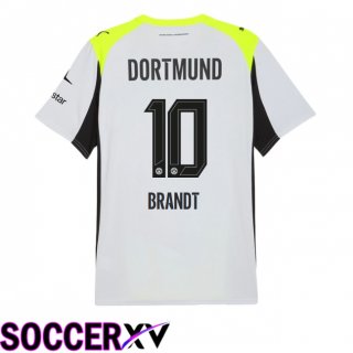 Dortmund BVB (Brandt 10) Away Soccer Jersey Grey Green 2025/2026