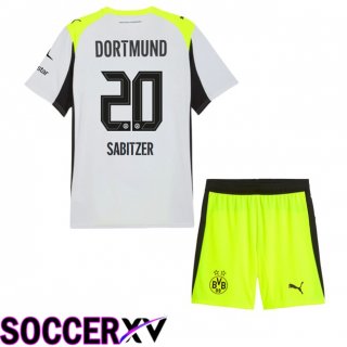 Dortmund BVB (Sabitzer 20) Kids Away Soccer Jersey Grey Green 2025/2026