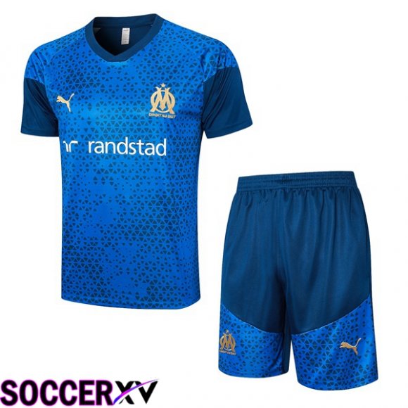 Marseille OM Training T Shirt + Shorts Blue 2023/2024