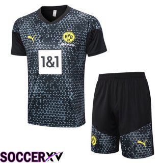 Dortmund BVB Training T Shirt + Shorts Black 2023/2024