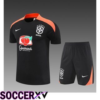 Brésil Kids kit Training T Shirt Black/Orange 2025/2026
