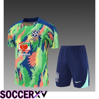 Brésil Kids kit Training T Shirt Green/Blue/Yellow 2025/2026